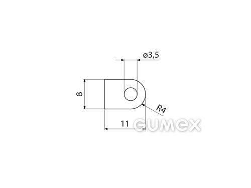Silikonový profil tvaru "D" s dutinkou, 11x8/R4mm, 35°ShA, -60°C/+180°C, transparentní